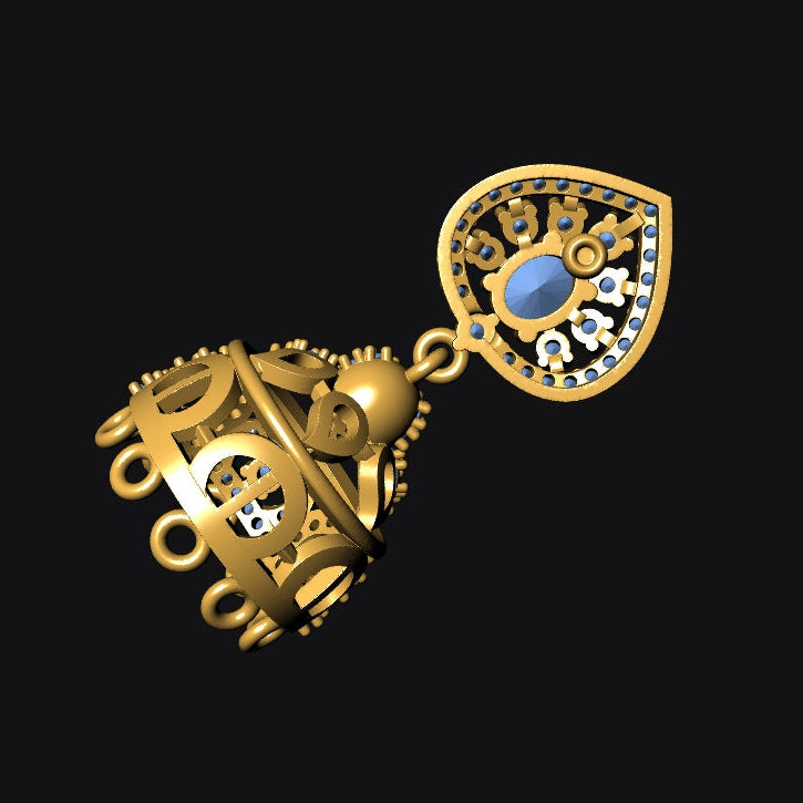 Jhumka 1 STL File with Push Setting Digital Download