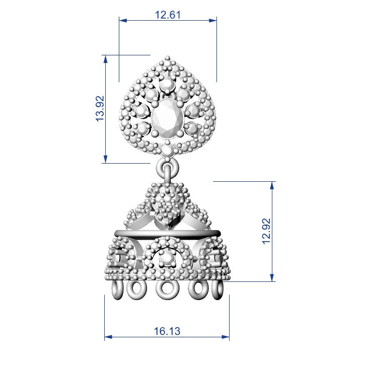 Jhumka 1 STL File with Push Setting Digital Download