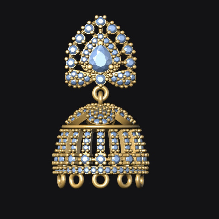Jhumka 2 STL File with Push Setting Digital Download