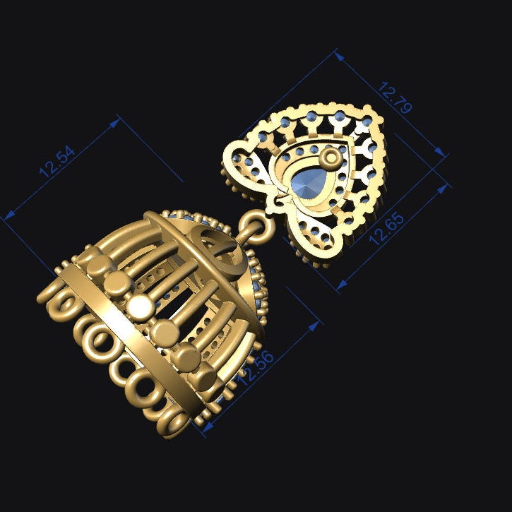 Jhumka 2 STL File with Push Setting Digital Download