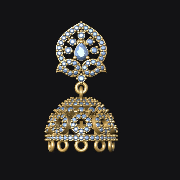 Jhumka 3 STL File with Push Setting Digital Download