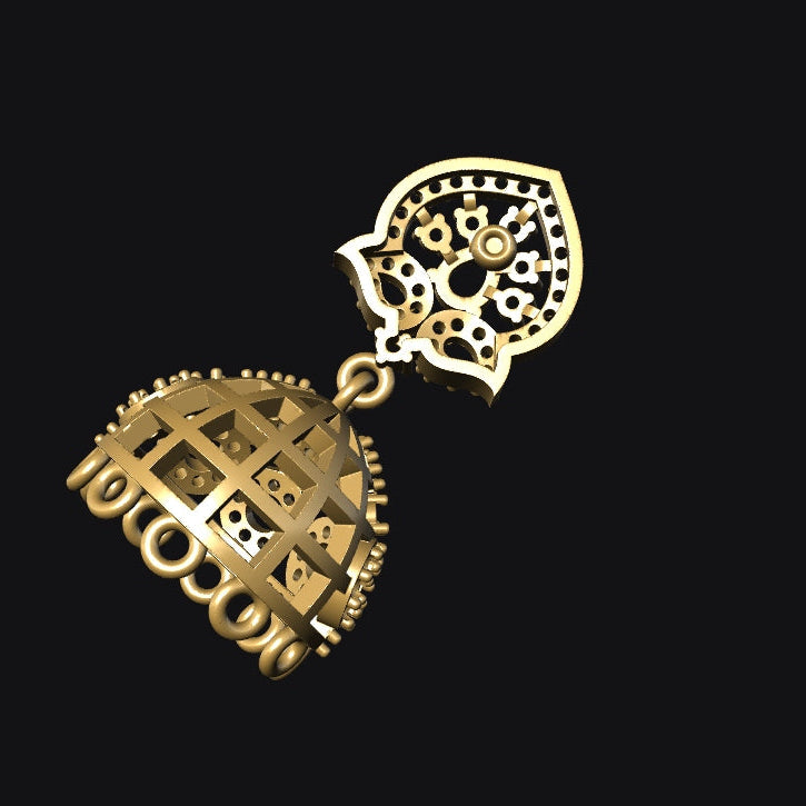 Jhumka 3 STL File with Push Setting Digital Download