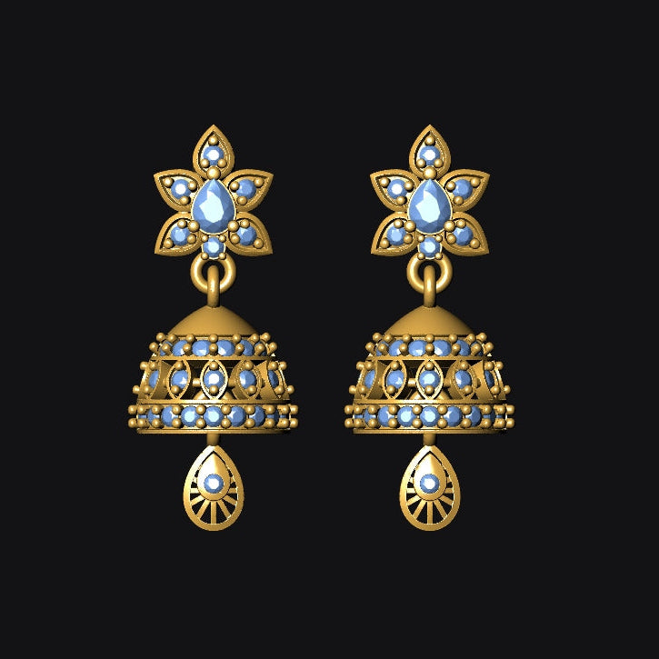 Jhumka 6 STL File with Push Setting Premium Jewelry CAD Design