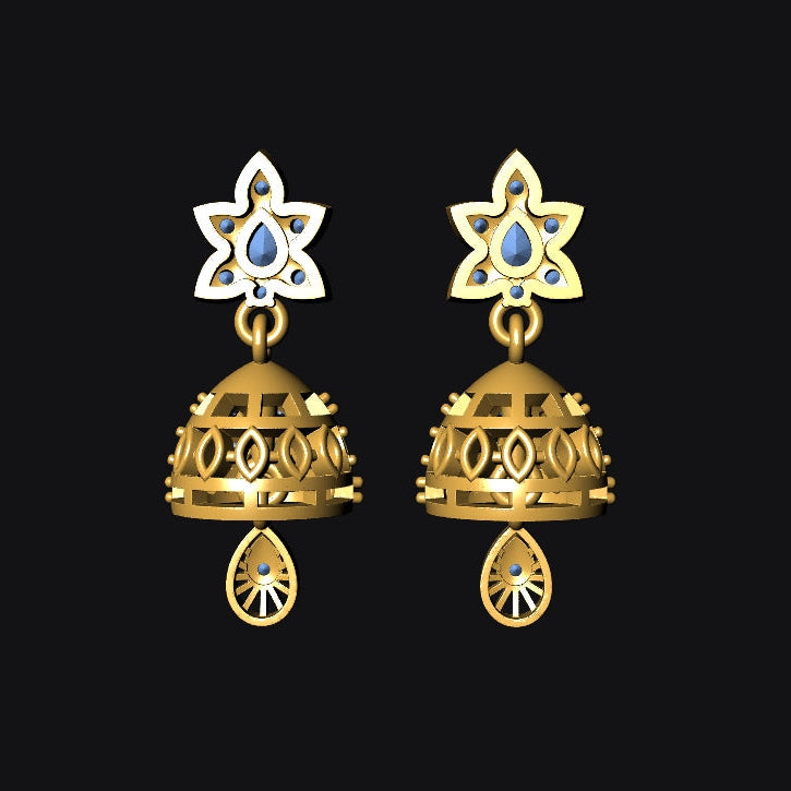 Jhumka 6 STL File with Push Setting Premium Jewelry CAD Design