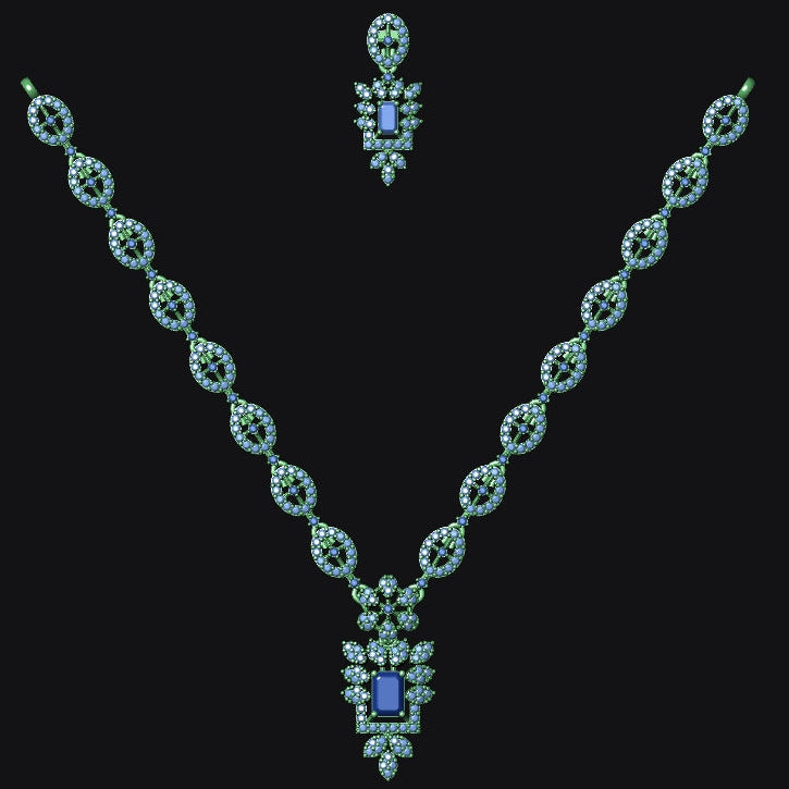 Necklace & Earring STL File American Diamond Push Setting No.8a Digital Download