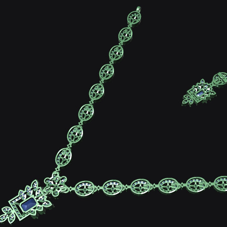 Necklace & Earring STL File American Diamond Push Setting No.8a Digital Download