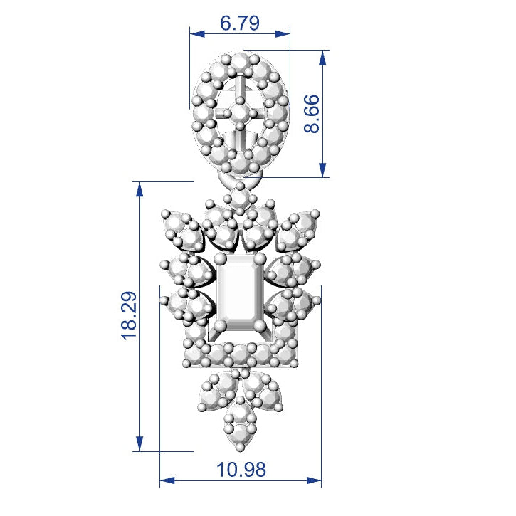 Necklace & Earring STL File American Diamond Push Setting No.8a Digital Download