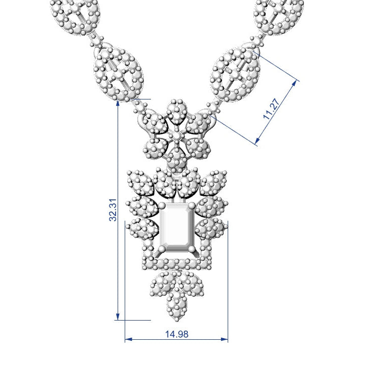 Necklace & Earring STL File American Diamond Push Setting No.8a Digital Download