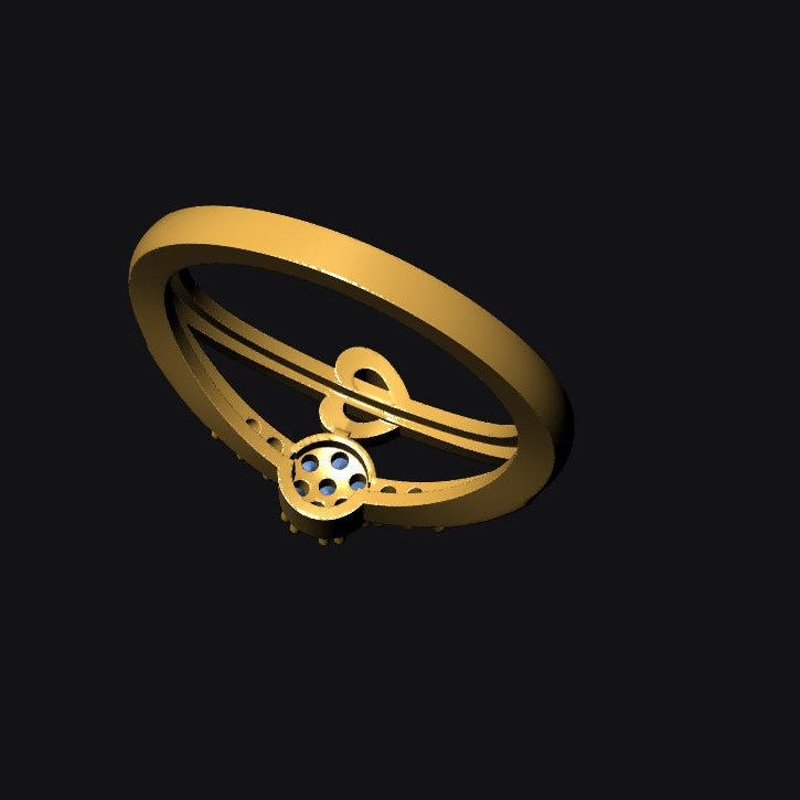 Gold ring with a small gemstone on a black background
