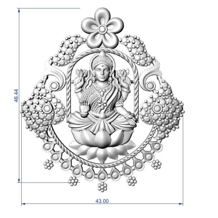 Decorative pendant with a figure and floral design on a white background