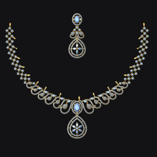 Jewelry set with necklace and earrings on a black background
