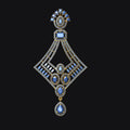Decorative pendant with blue gemstones on a black background