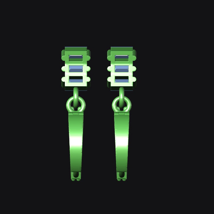 Pair of green hoop earrings on a black background