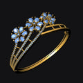 Gold tiara with blue stones on a black background