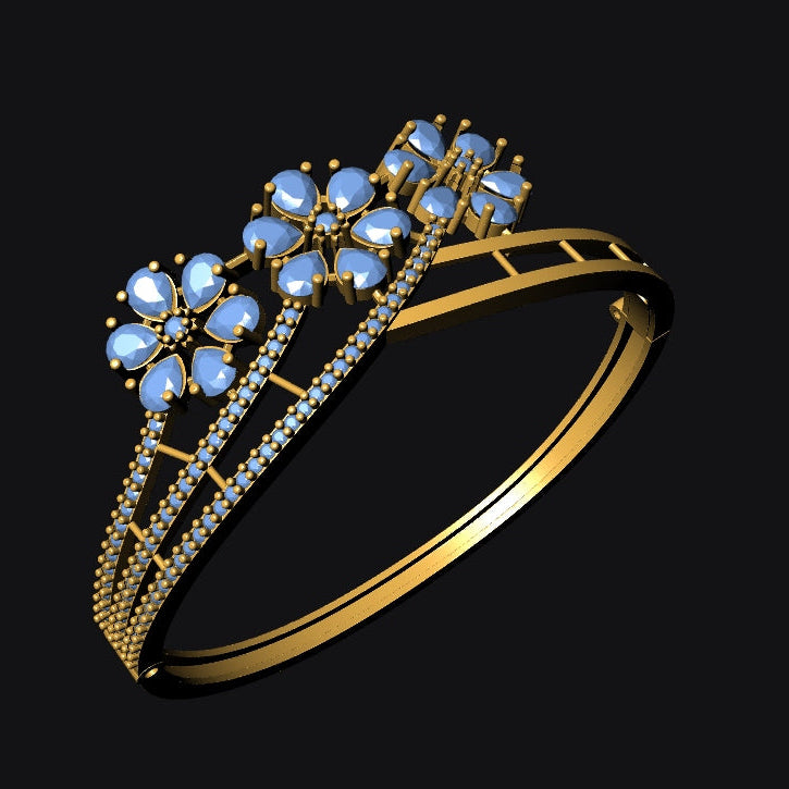 Gold tiara with blue stones on a black background