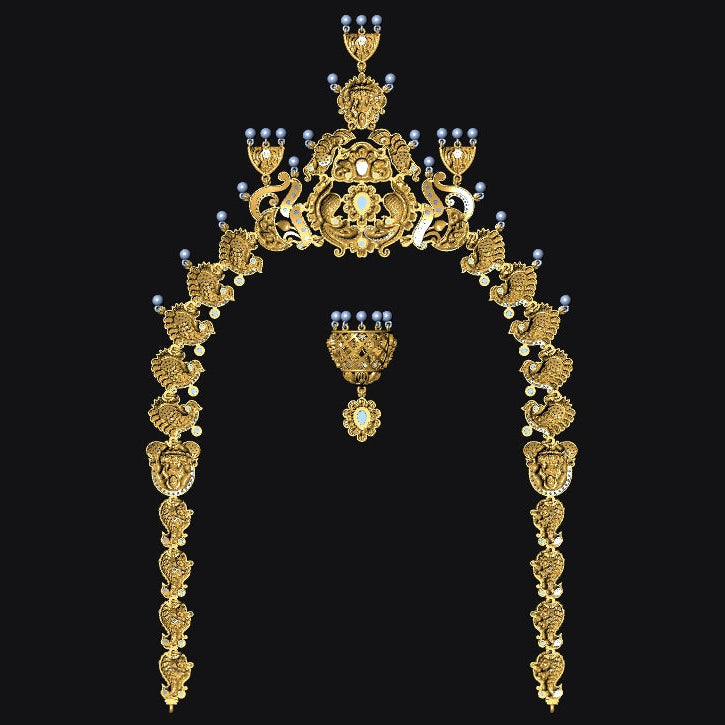 Gold chandelier on a black background