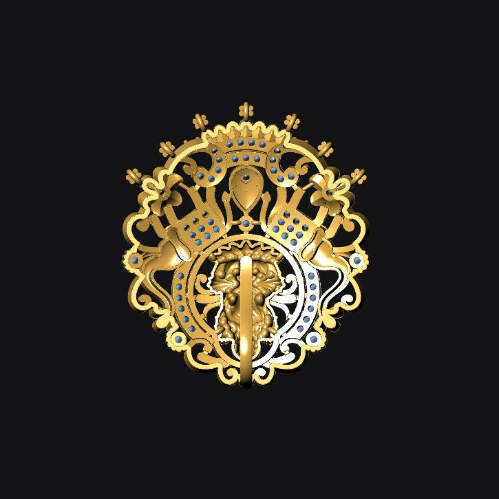 Laxmi Pendant No.7 STL File – Traditional Hindu Goddess Design | Digital Download