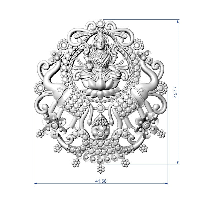 Laxmi Pendant No.7 STL File – Traditional Hindu Goddess Design | Digital Download