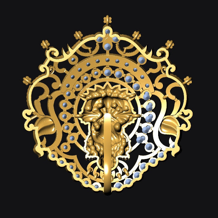 Laxmi Pendant No.8 STL File – Traditional Hindu Goddess Design | Digital Download