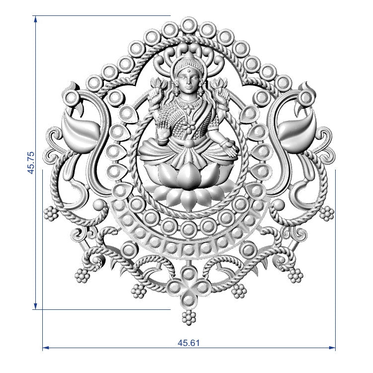 Laxmi Pendant No.8 STL File – Traditional Hindu Goddess Design | Digital Download