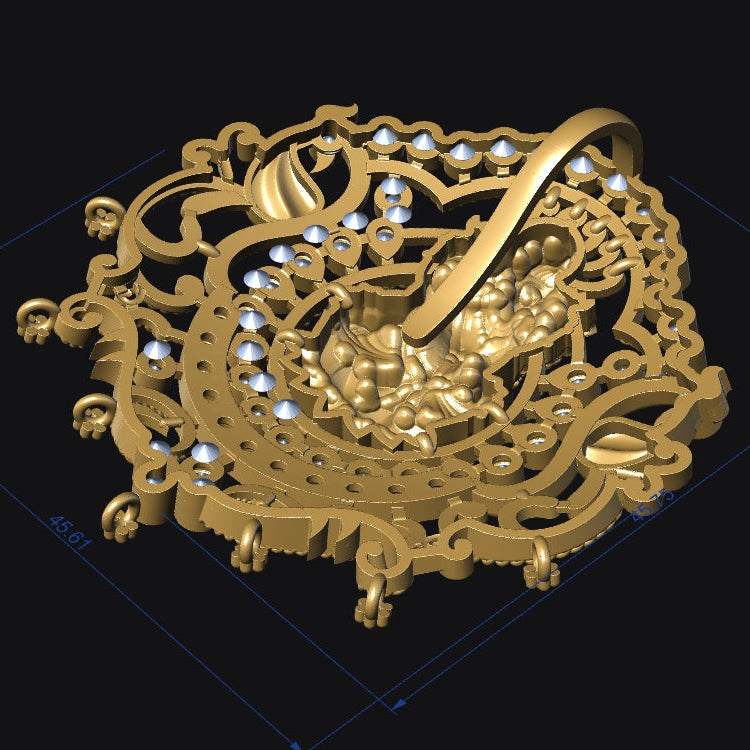 Laxmi Pendant No.8 STL File – Traditional Hindu Goddess Design | Digital Download