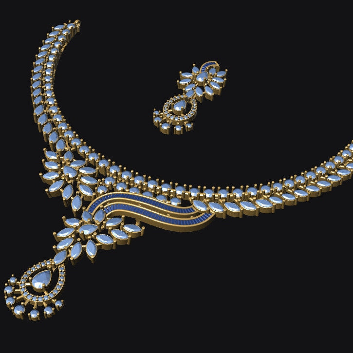 Necklace & Earring STL File – American Diamond Push Setting No.15 Digital Download
