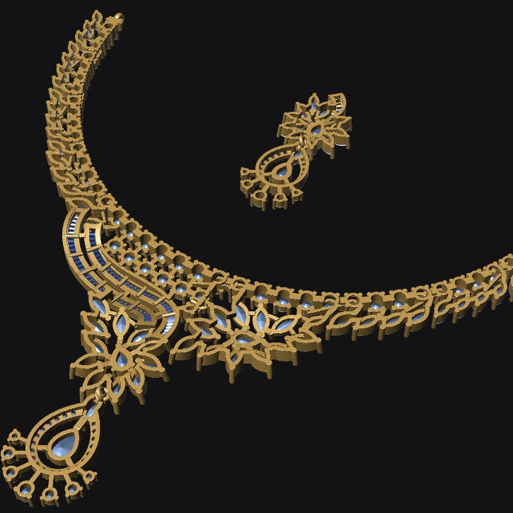 Necklace & Earring STL File – American Diamond Push Setting No.15 Digital Download