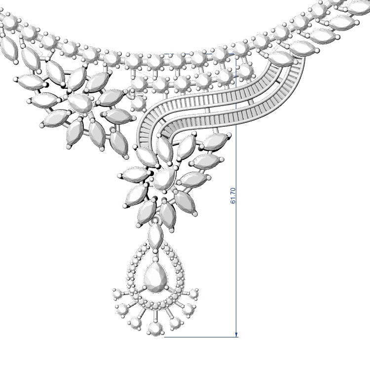 Necklace & Earring STL File – American Diamond Push Setting No.15 Digital Download