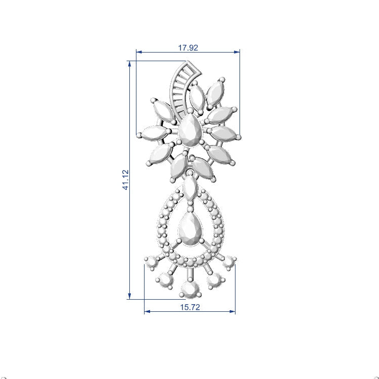 Necklace & Earring STL File – American Diamond Push Setting No.15 Digital Download