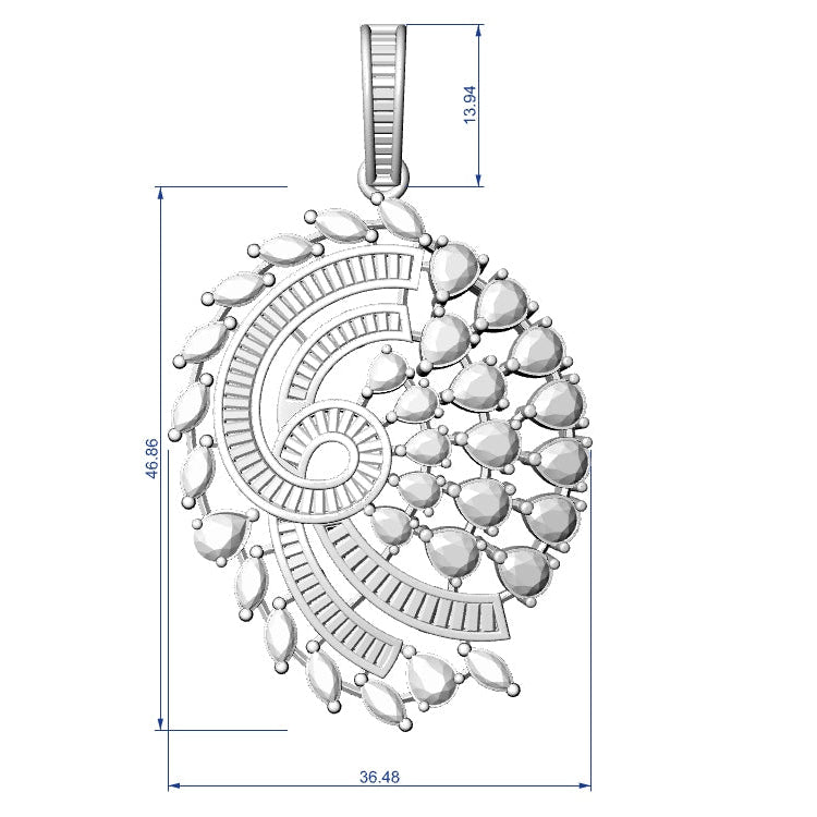 Pendant & Earring Set STL File – American Diamond Push Setting No.5 Digital Download