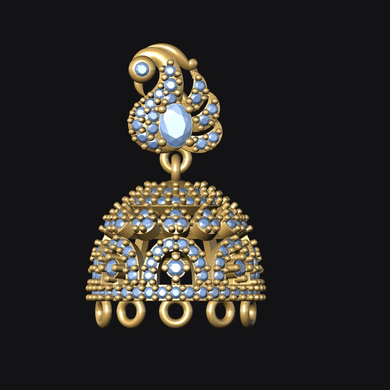 Jhumka 7 STL File with Push Setting Premium Jewelry CAD Design Digital Download