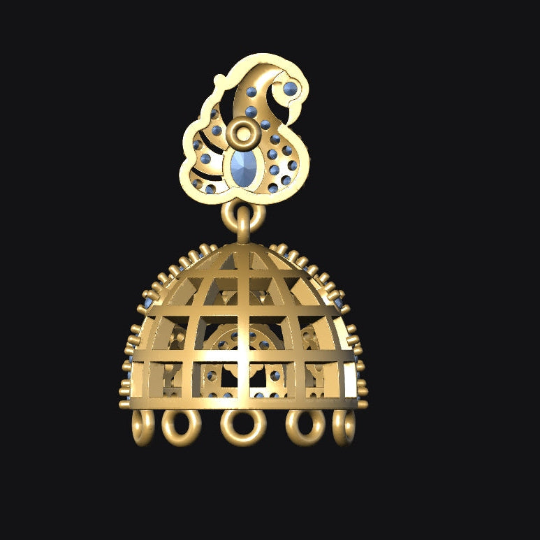 Jhumka 7 STL File with Push Setting Premium Jewelry CAD Design Digital Download