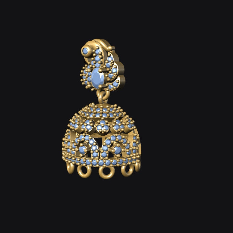 Jhumka 7 STL File with Push Setting Premium Jewelry CAD Design Digital Download