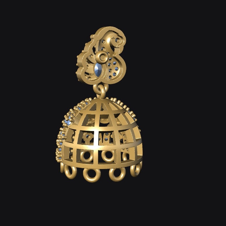 Jhumka 7 STL File with Push Setting Premium Jewelry CAD Design Digital Download