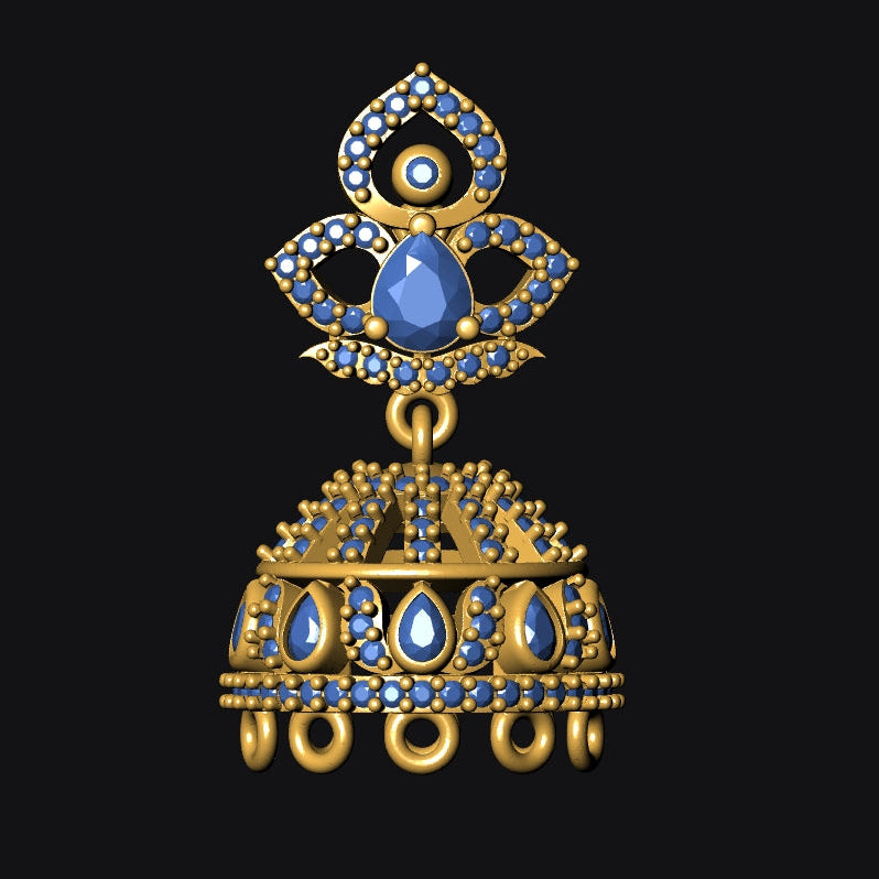 Jhumka 8 STL File with Push Setting Premium Jewelry CAD Design Digital Download