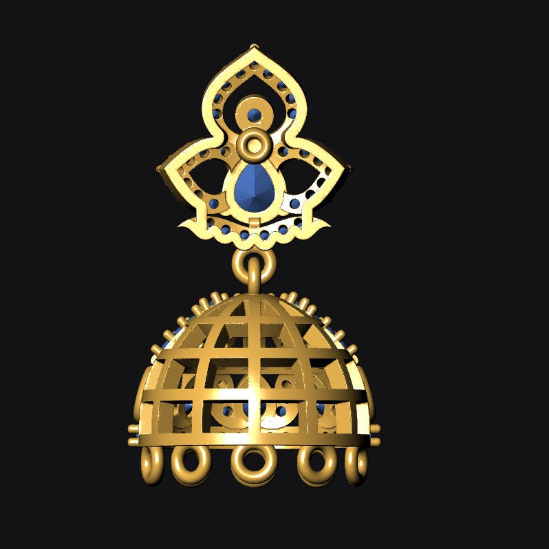 Jhumka 8 STL File with Push Setting Premium Jewelry CAD Design Digital Download