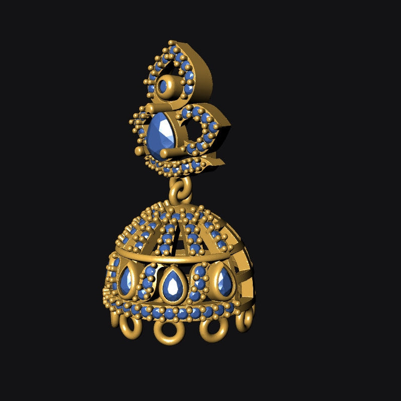 Jhumka 8 STL File with Push Setting Premium Jewelry CAD Design Digital Download