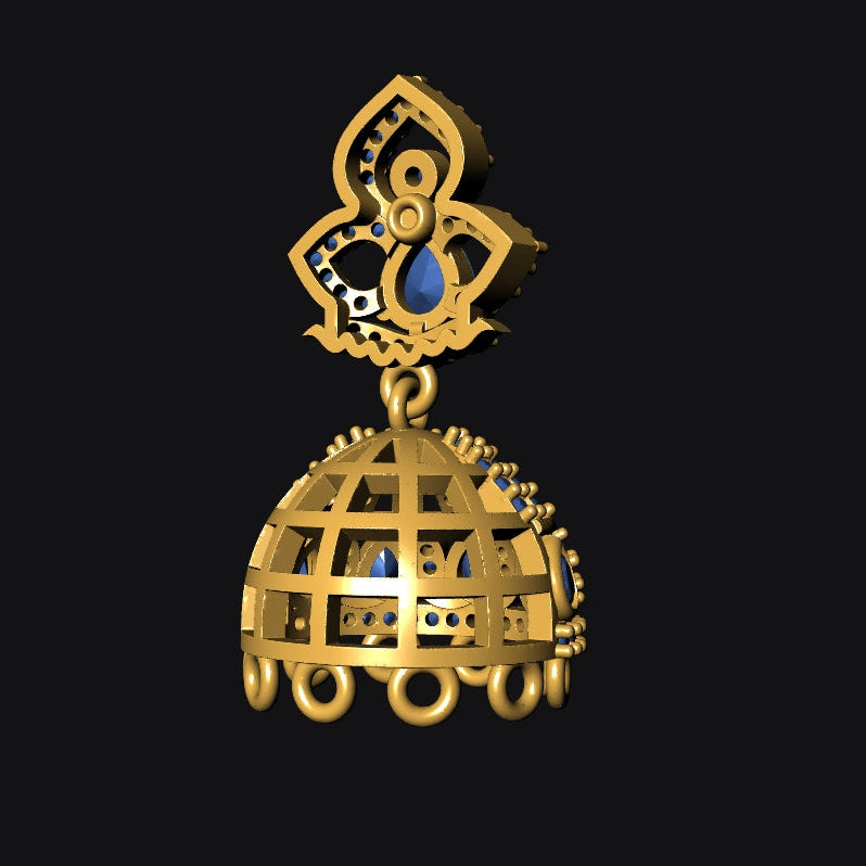 Jhumka 8 STL File with Push Setting Premium Jewelry CAD Design Digital Download