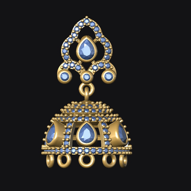 Jhumka 9 STL File with Push Setting Premium Jewelry CAD Design Digital Download