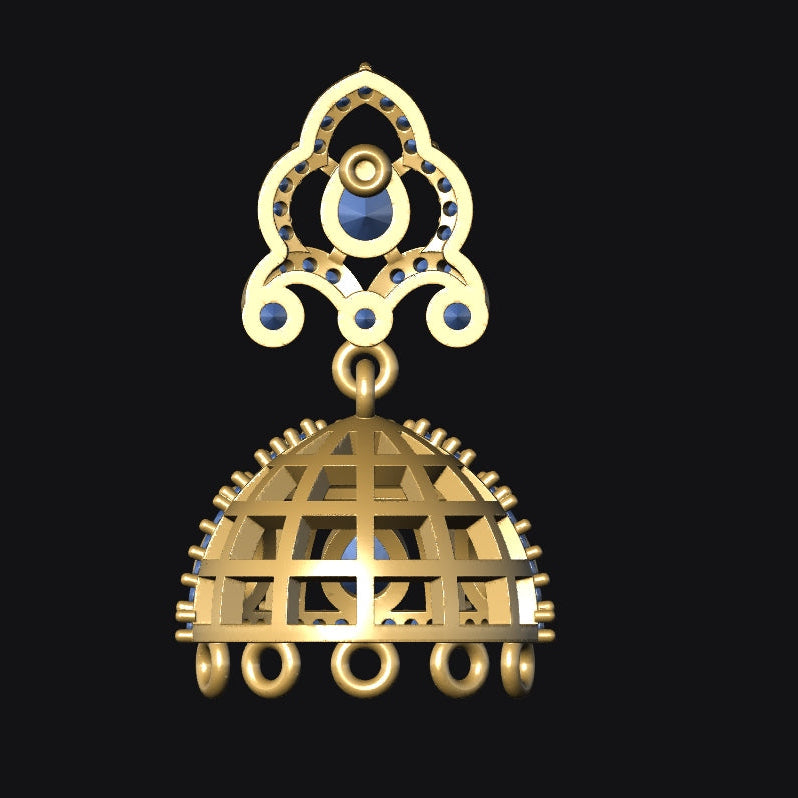 Jhumka 9 STL File with Push Setting Premium Jewelry CAD Design Digital Download