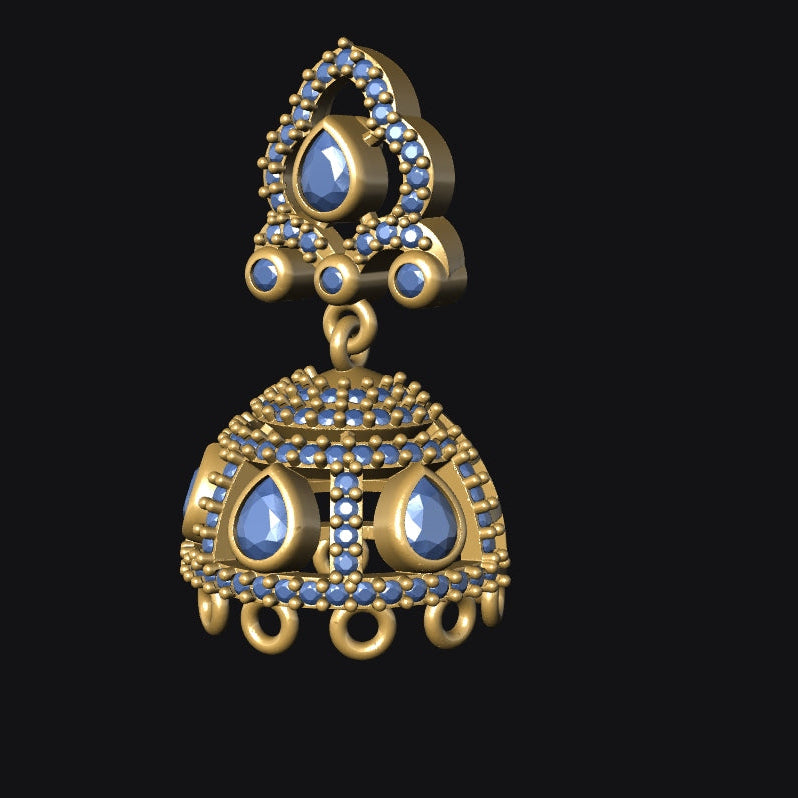 Jhumka 9 STL File with Push Setting Premium Jewelry CAD Design Digital Download