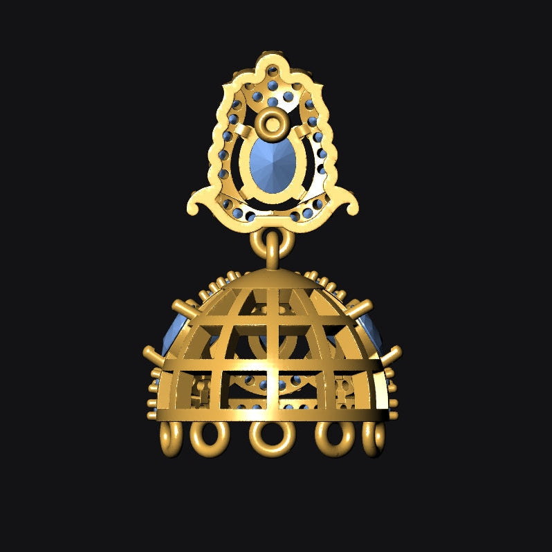 Jhumka 10 STL File with Push Setting Premium Jewelry CAD Design Digital Download