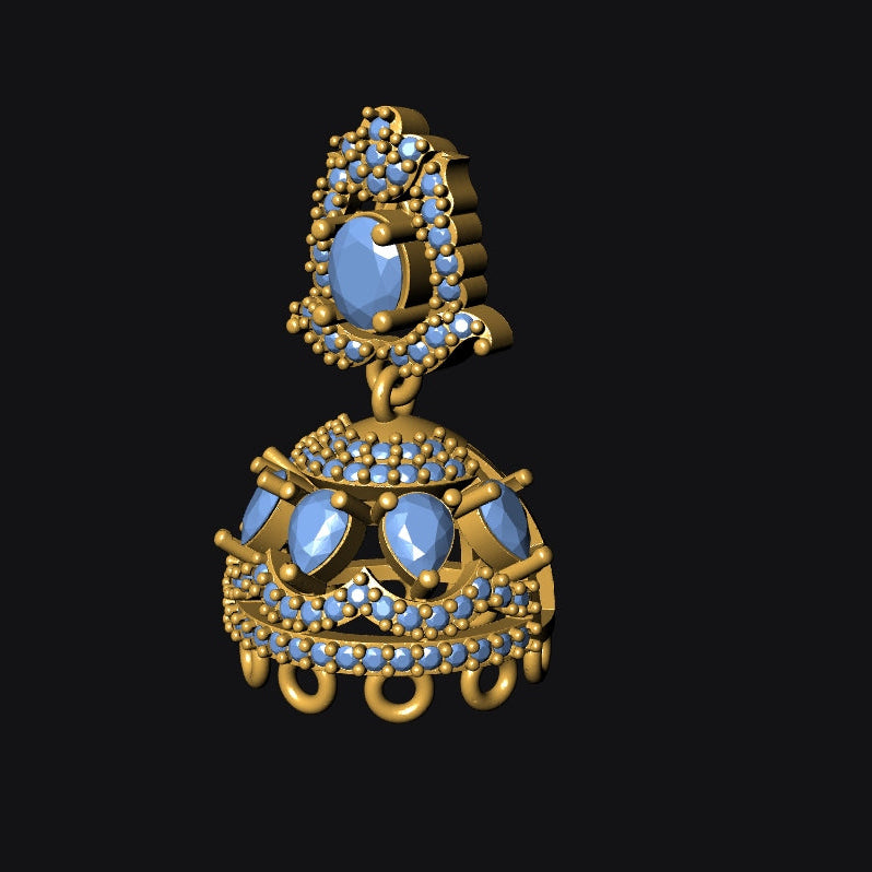 Jhumka 10 STL File with Push Setting Premium Jewelry CAD Design Digital Download