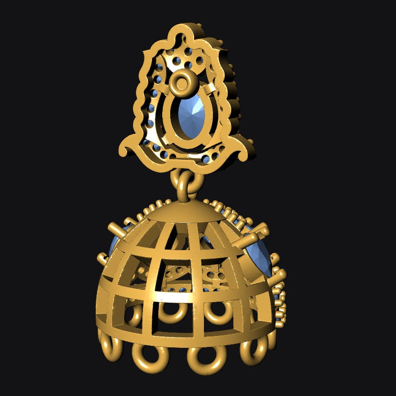 Jhumka 10 STL File with Push Setting Premium Jewelry CAD Design Digital Download