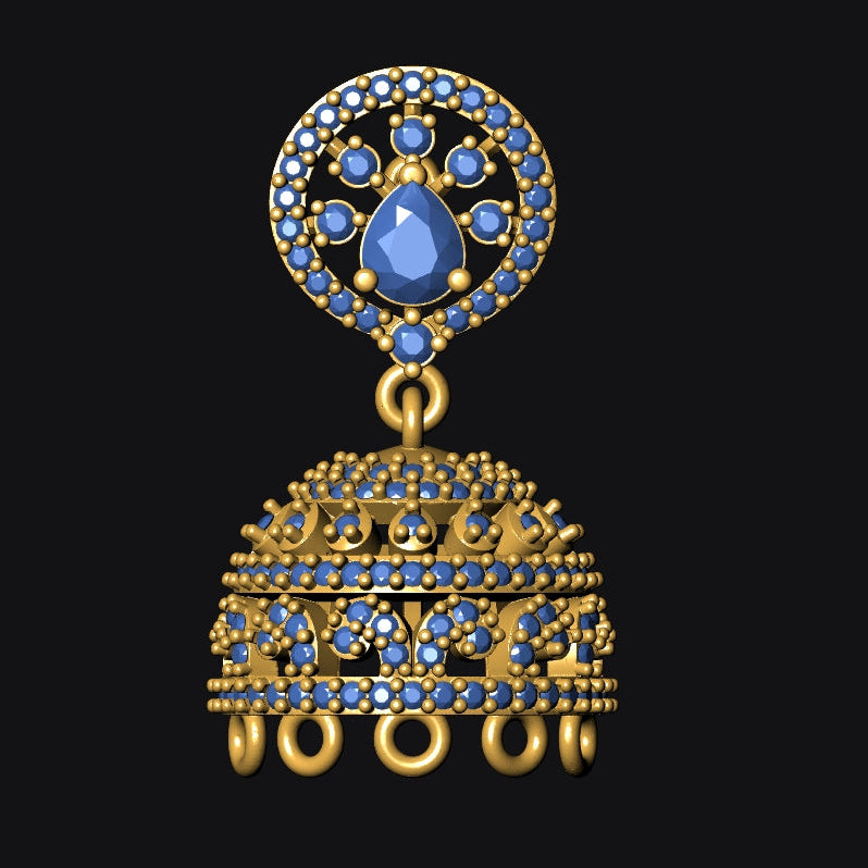 Jhumka 11 STL File with Push Setting Premium Jewelry CAD Design Digital Download