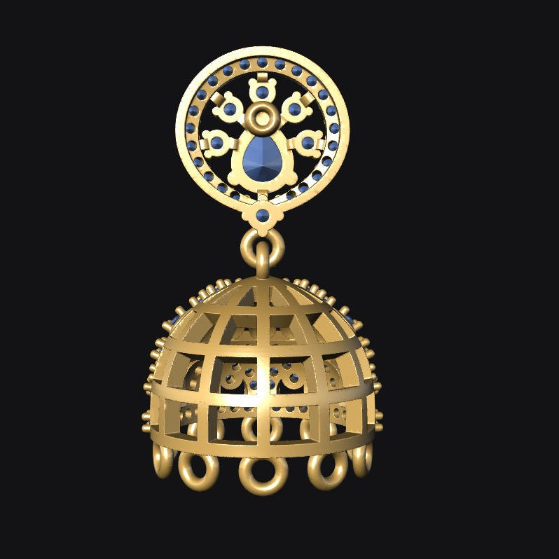 Jhumka 11 STL File with Push Setting Premium Jewelry CAD Design Digital Download