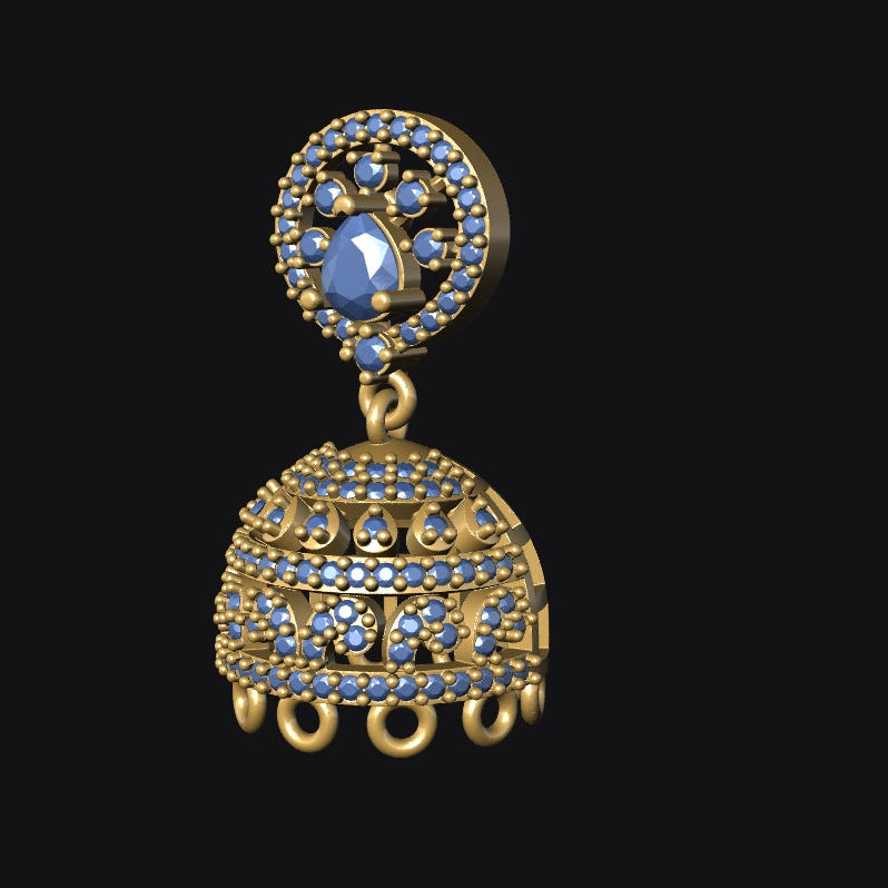 Jhumka 11 STL File with Push Setting Premium Jewelry CAD Design Digital Download