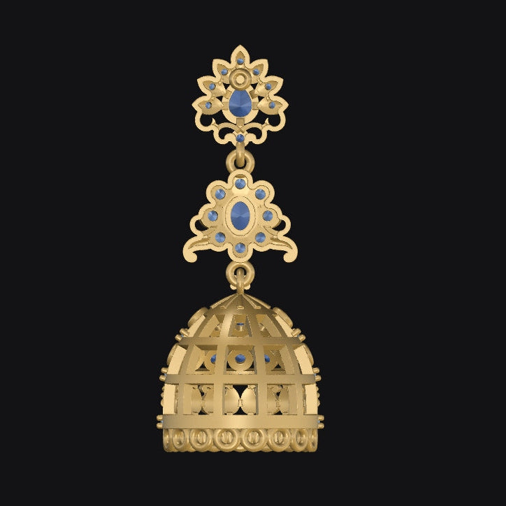 Jhumka 12 STL File with Push Setting Premium Jewelry CAD Design Digital Download