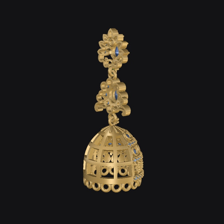 Jhumka 12 STL File with Push Setting Premium Jewelry CAD Design Digital Download