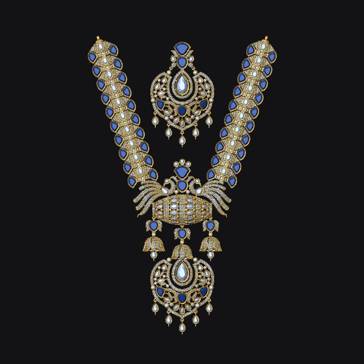 Polki Round Stone Necklace & Earrings 4 STL File – Instant Digital Download